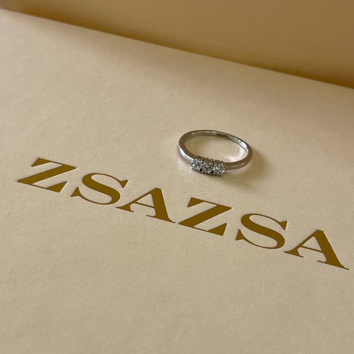 Sterling Silver Classic Crystal Trilogy Ring | ZsaZsa