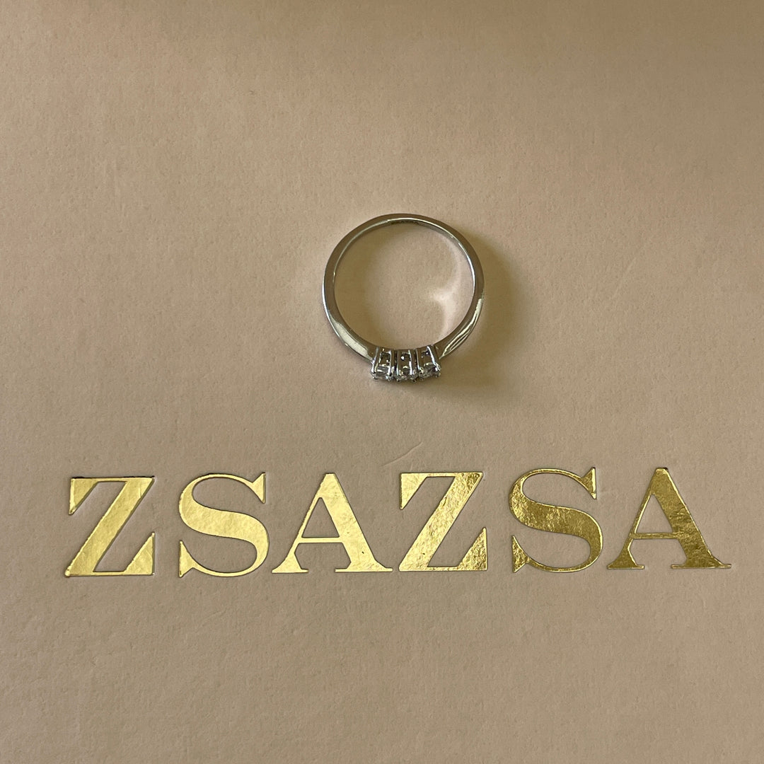 Sterling Silver Classic Crystal Trilogy Ring | ZsaZsa