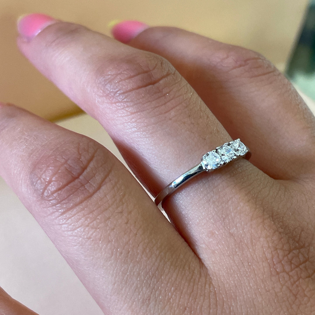 Sterling Silver Classic Crystal Trilogy Ring | ZsaZsa