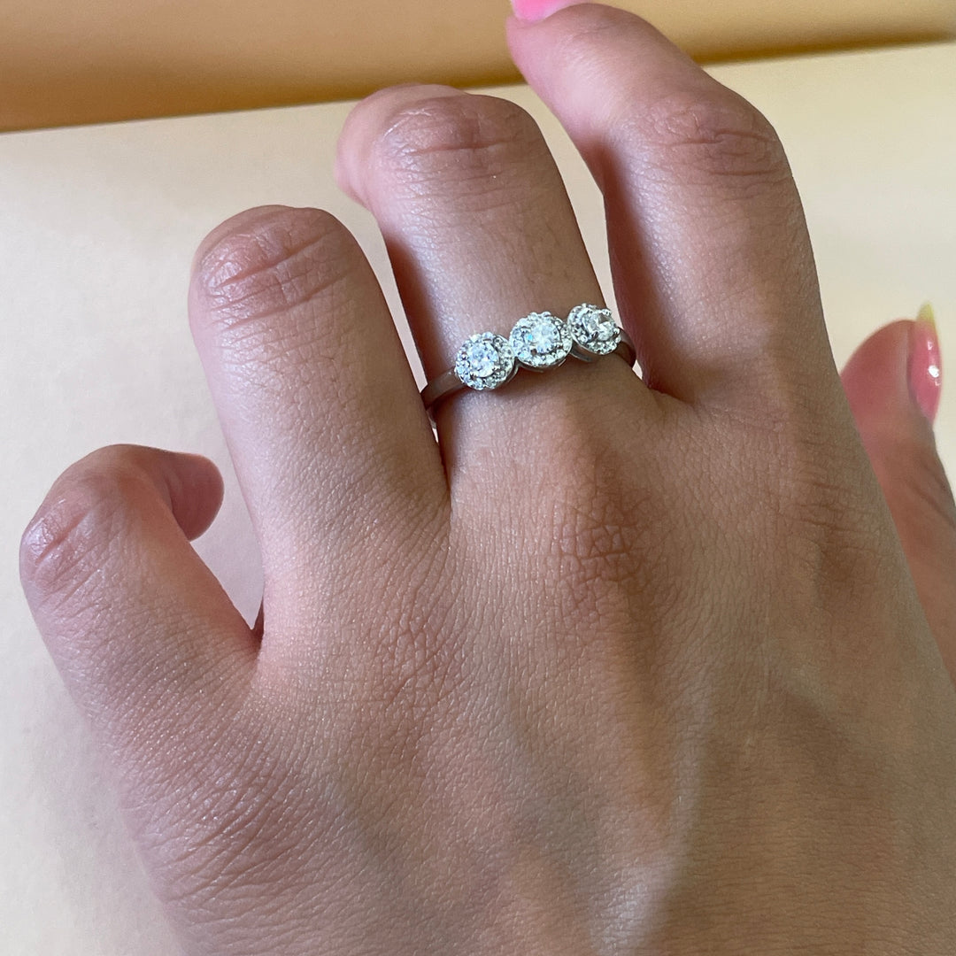 Sterling Silver Trilogy Halo ring