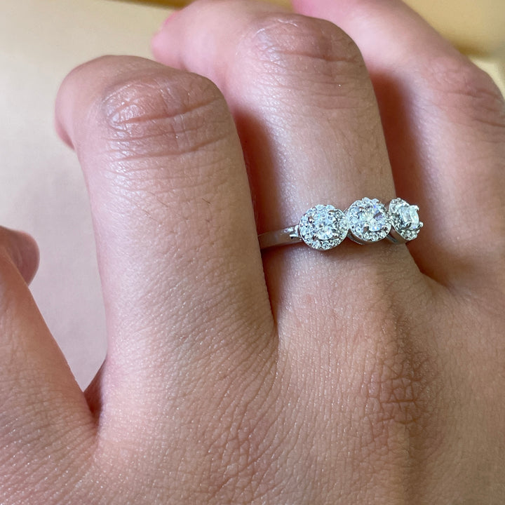 Sterling Silver Trilogy Halo ring