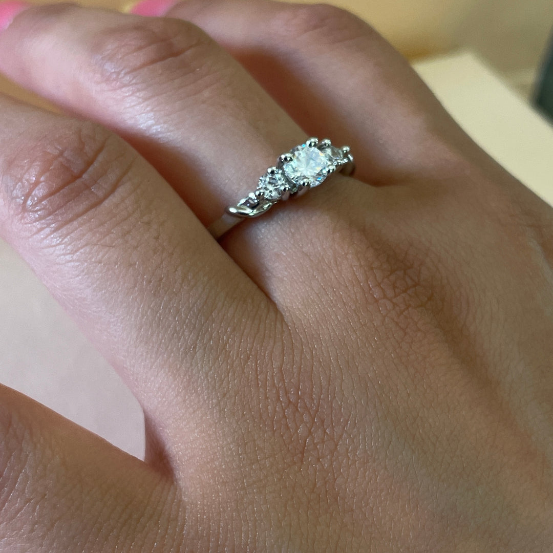 Leaf Crystal Trilogy white gold plated ring