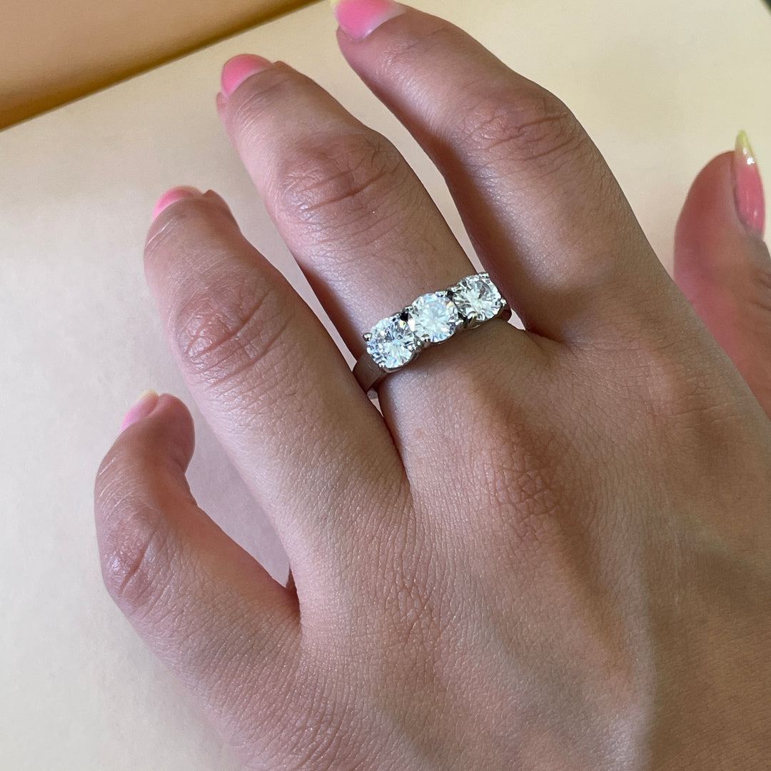 White Gold Plated Brilliant Trilogy Ring