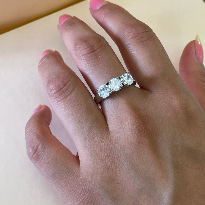 White Gold Plated Brilliant Trilogy Ring