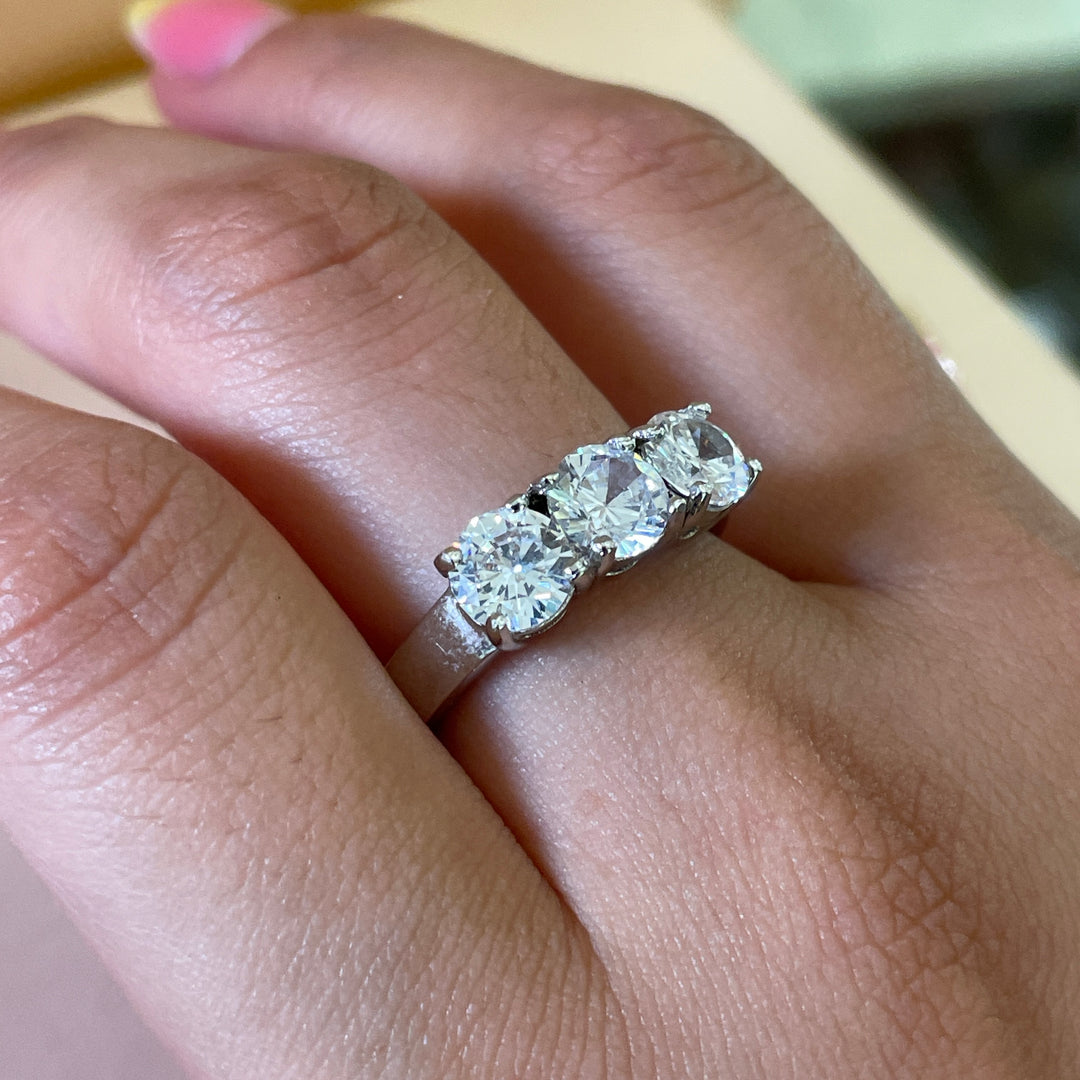 White Gold Plated Brilliant Trilogy Ring