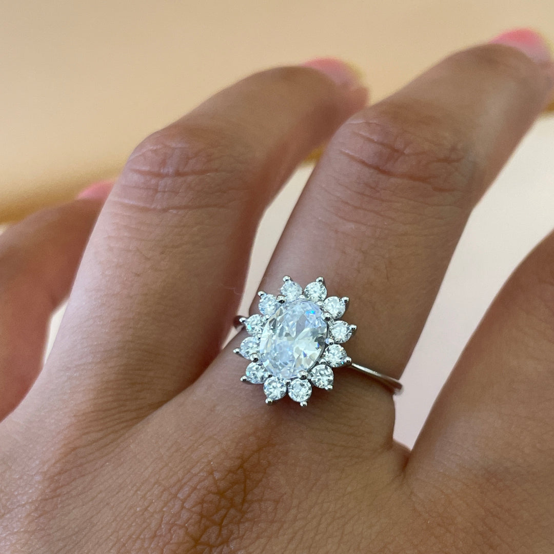 Sterling Silver Oval flower ring