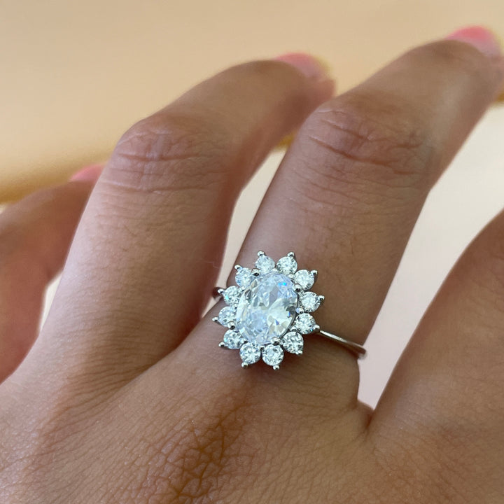 Sterling Silver Oval flower ring