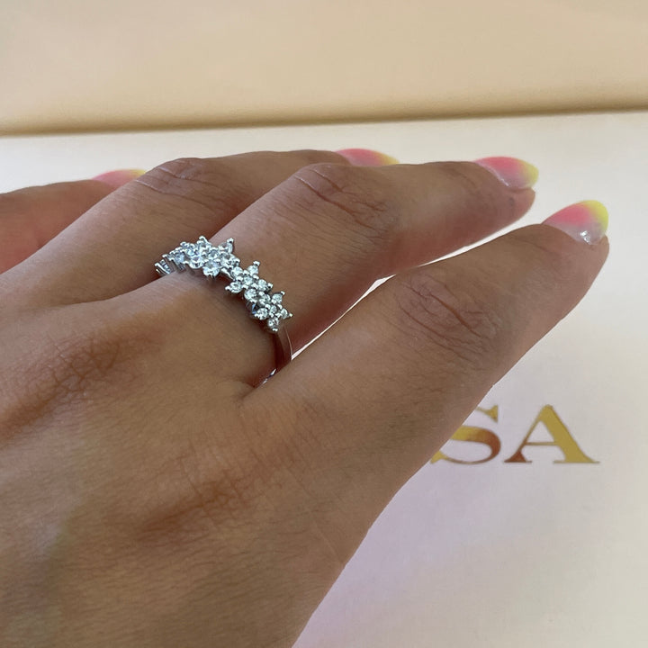 Sterling Silver multiple dainty  flowers ring