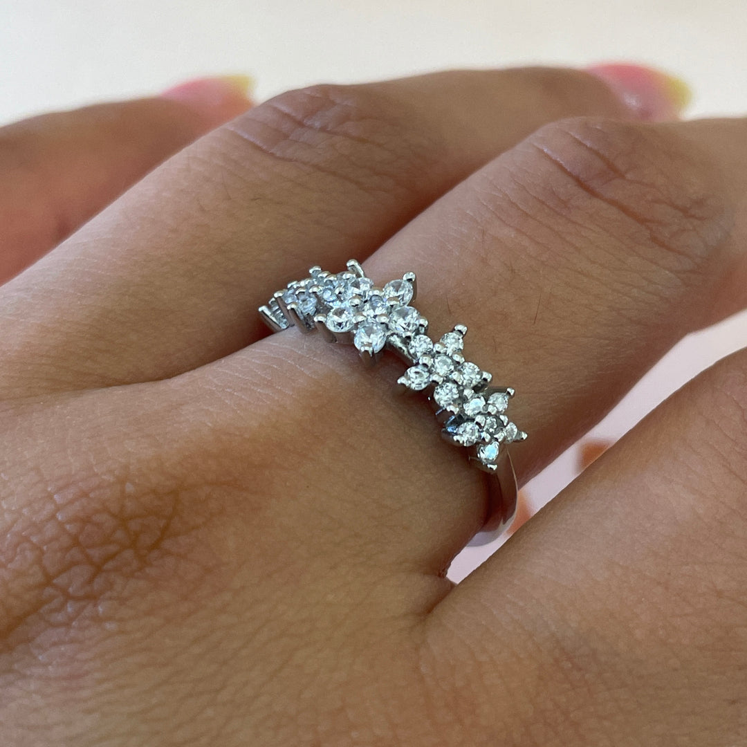 Sterling Silver multiple dainty  flowers ring