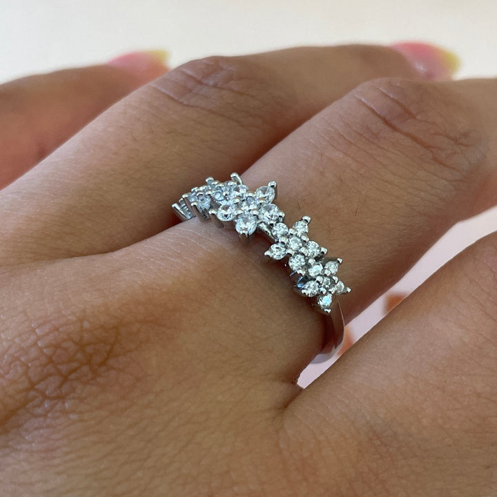 Sterling Silver multiple dainty  flowers ring
