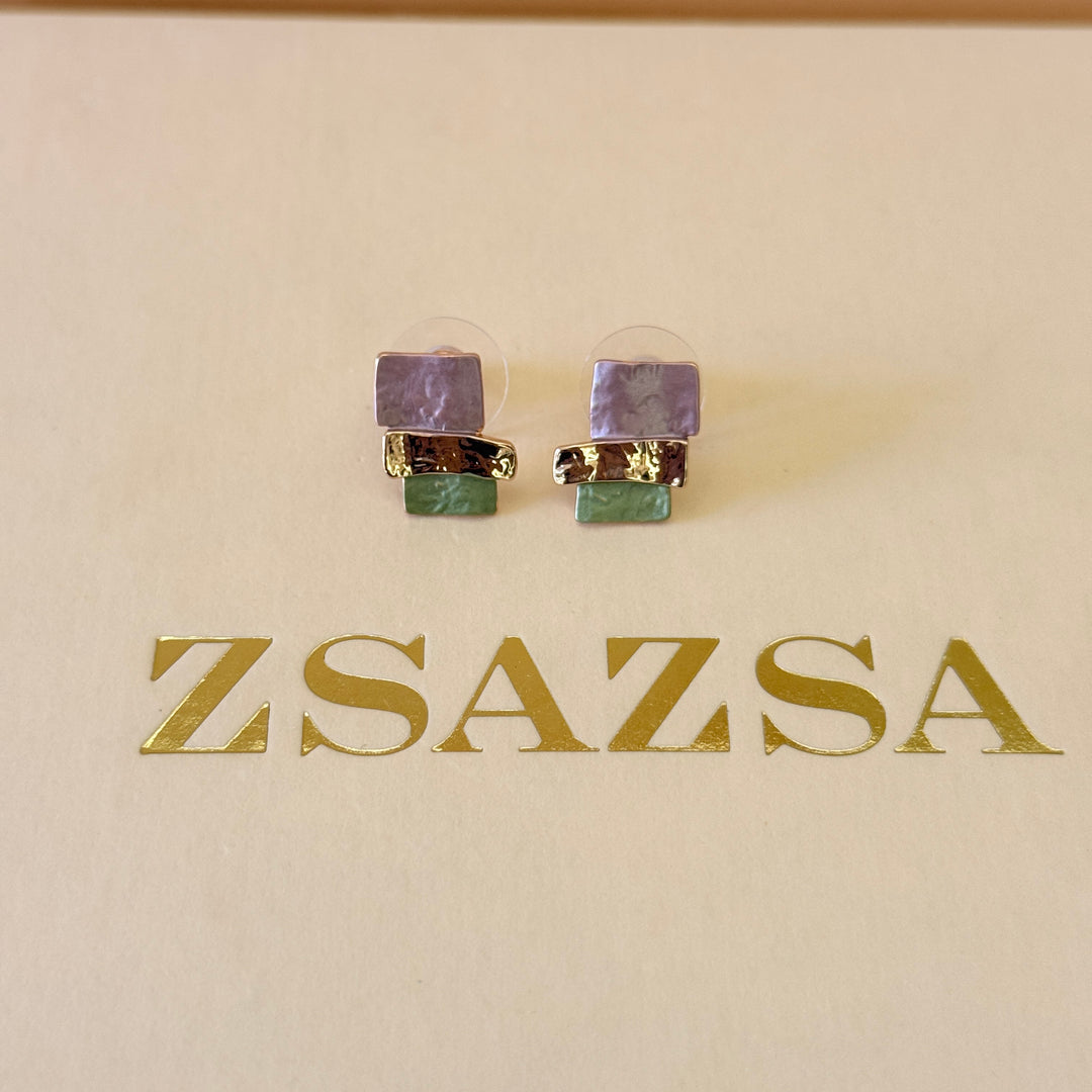 Enamel pink and green set