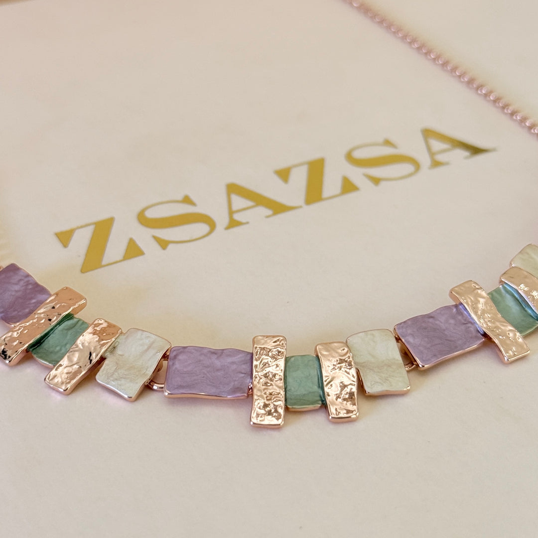Enamel pink and green set