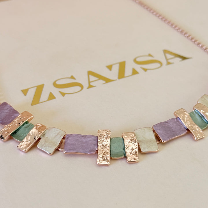 Enamel pink and green set
