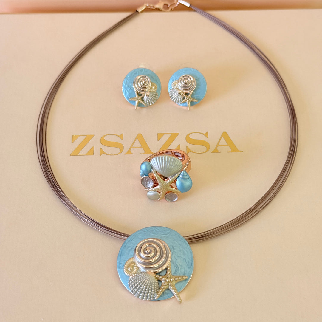 Enamel light blue ocean crust set