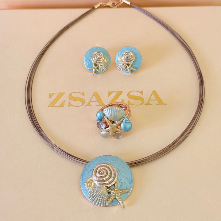Enamel light blue ocean crust set