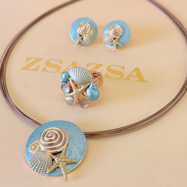 Enamel light blue ocean crust set