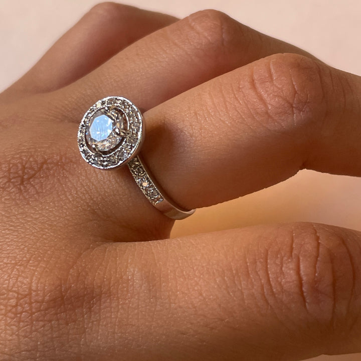 Sterling Silver tiltable stone ring