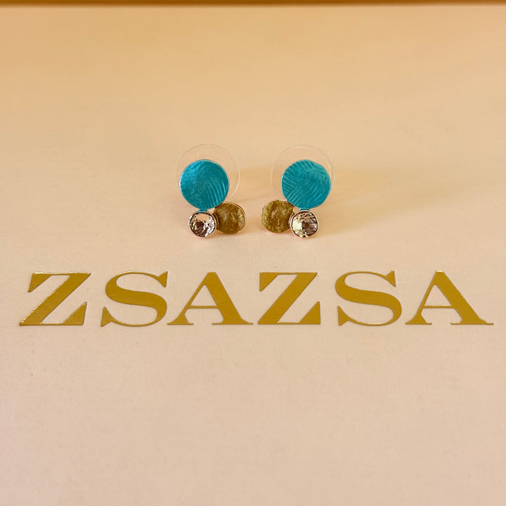 Enamel turquoise and gold bubbles set