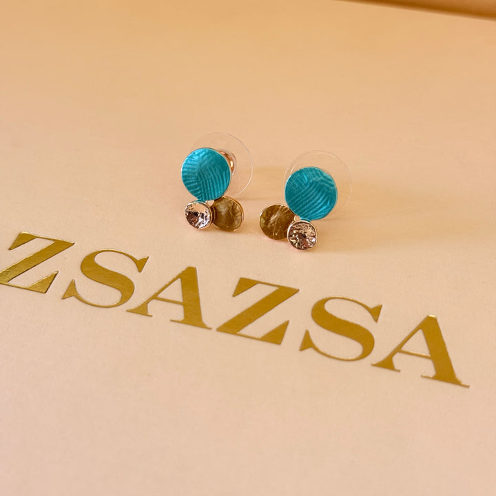 Enamel turquoise and gold bubbles set