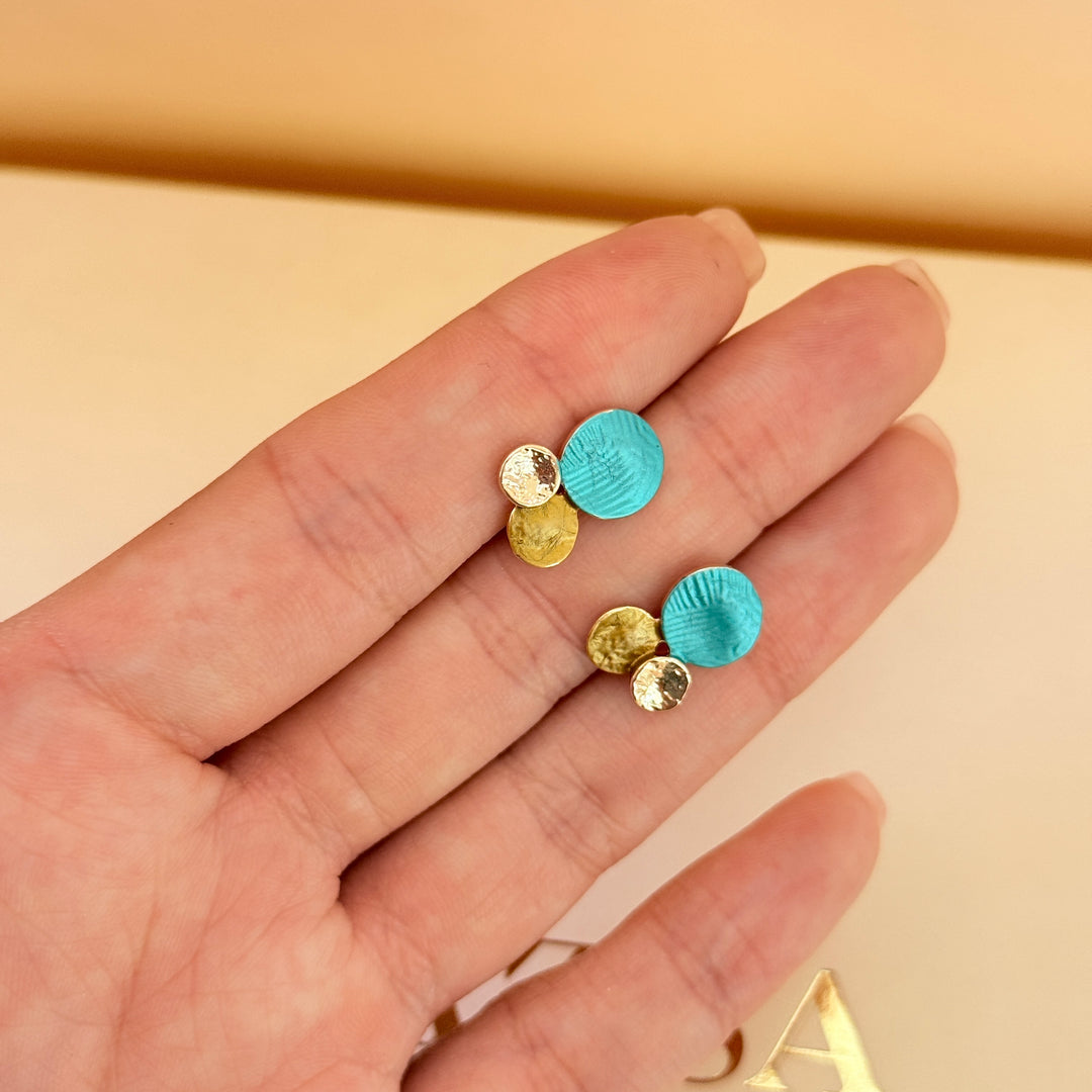 Enamel turquoise and gold bubbles set