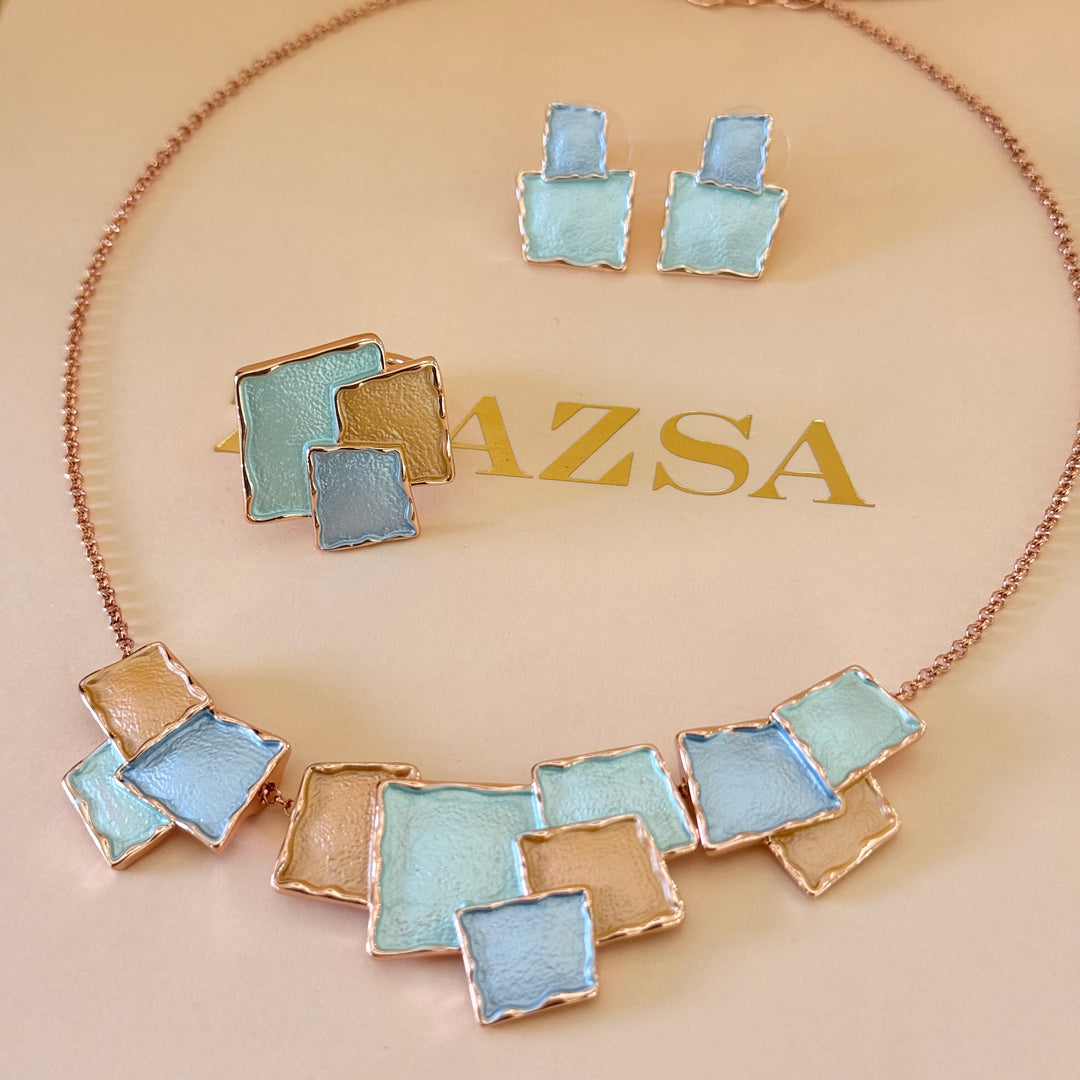 Enamel turquoise and light blue set