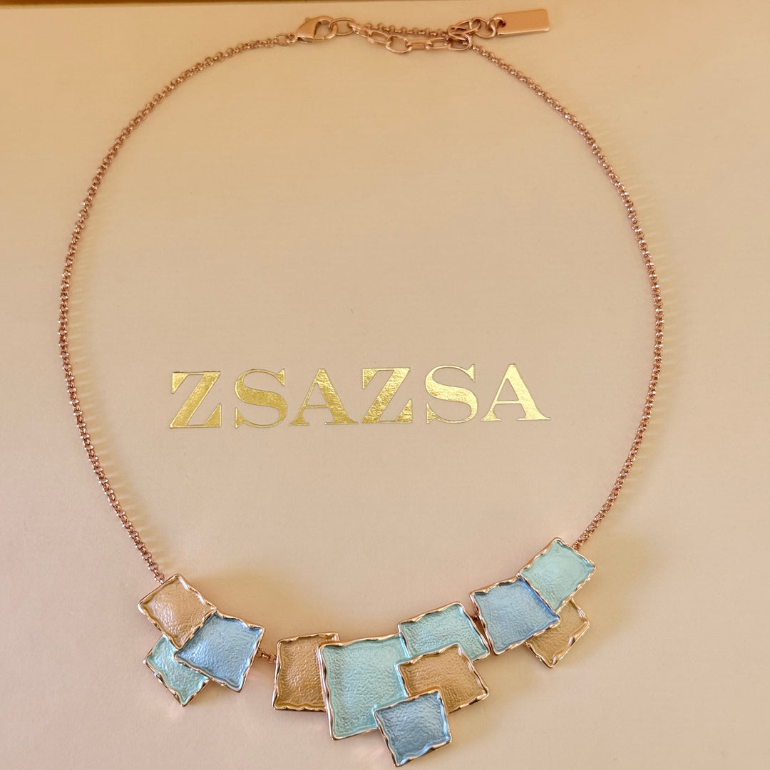 Enamel turquoise and light blue set