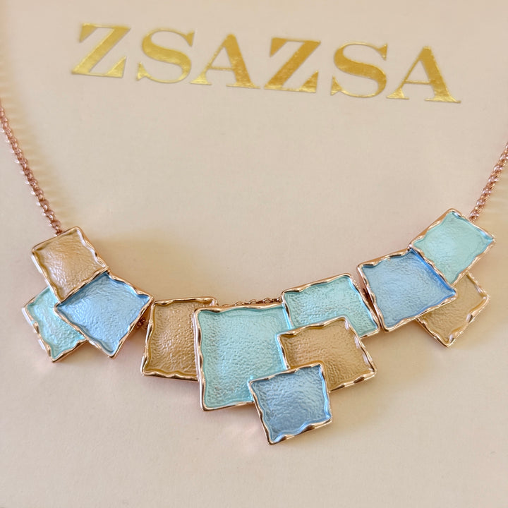 Enamel turquoise and light blue set