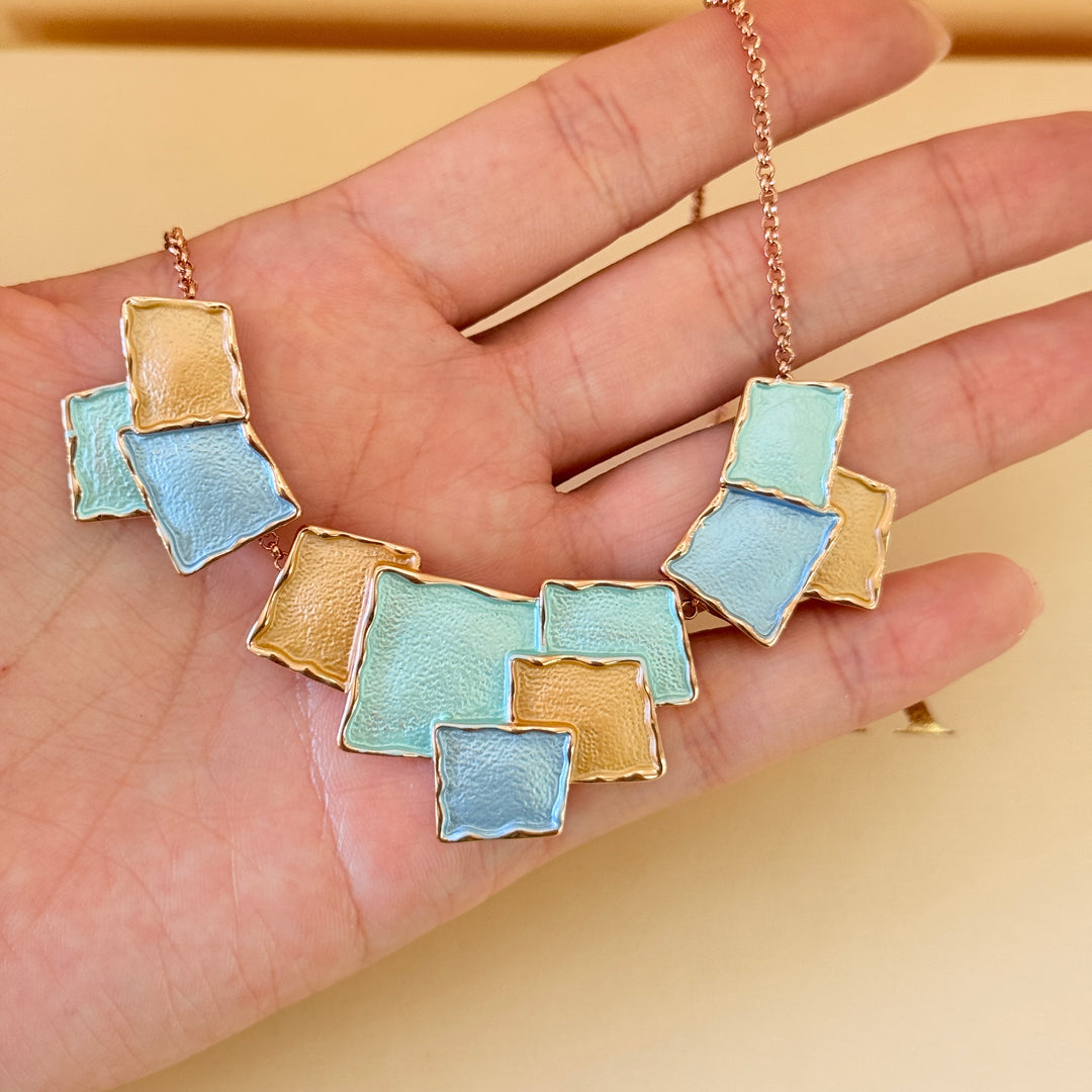 Enamel turquoise and light blue set