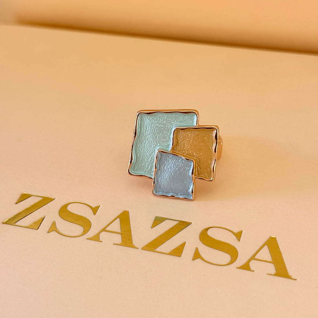 Enamel turquoise and light blue set