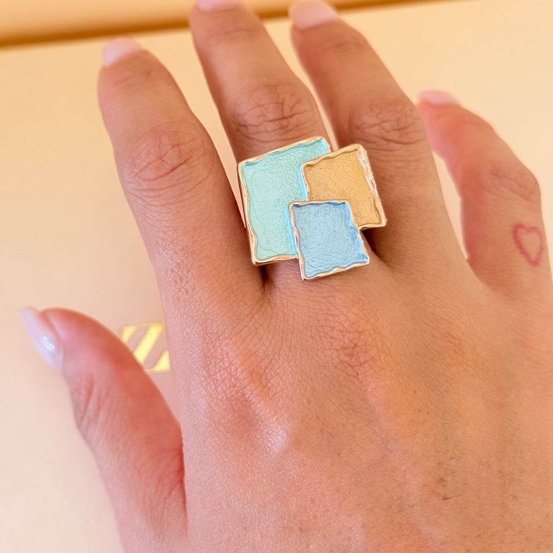 Enamel turquoise and light blue set