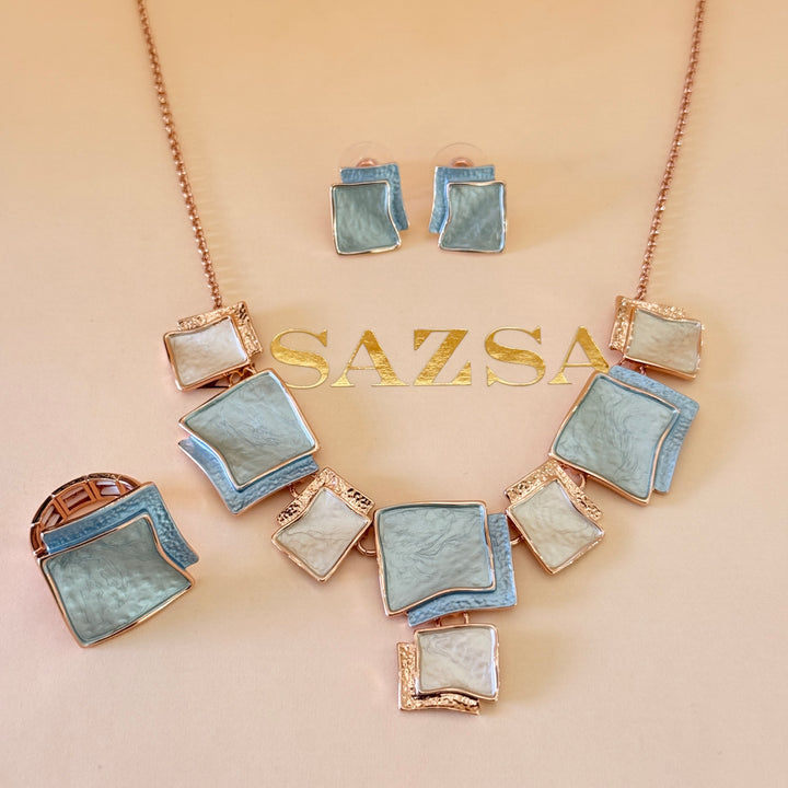 Enamel mint and light blue set