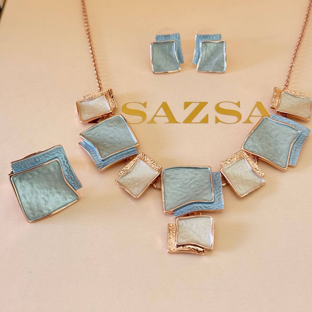 Enamel mint and light blue set