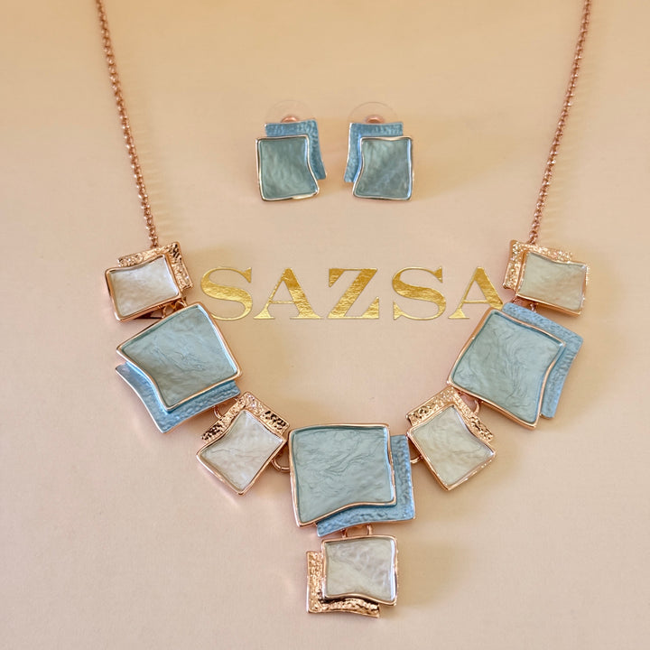 Enamel mint and light blue set