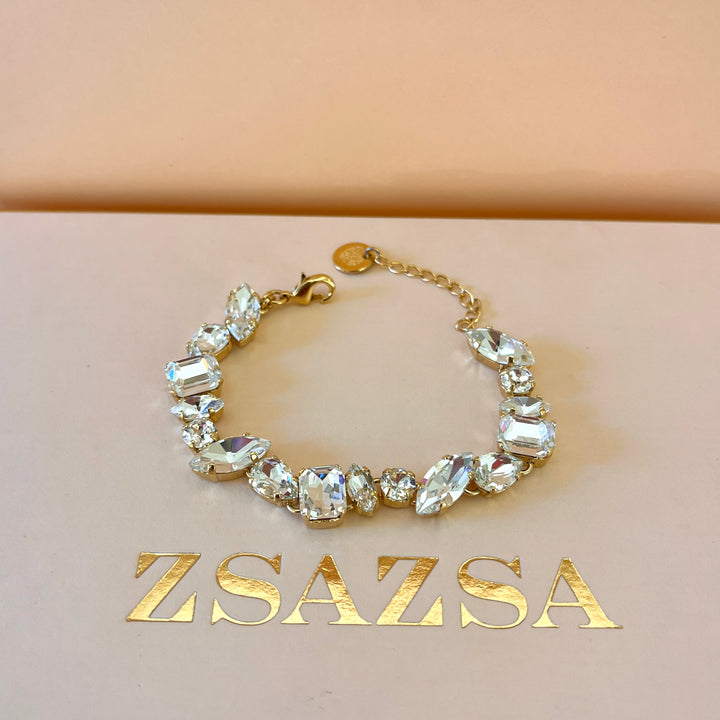 Swarovski crystals mix of shapes gold plated bracelet