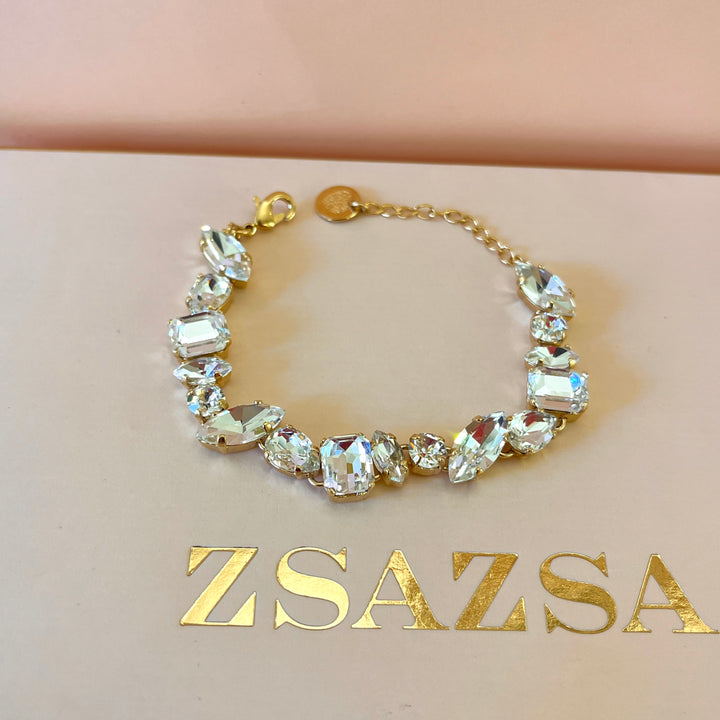 Swarovski crystals mix of shapes gold plated bracelet