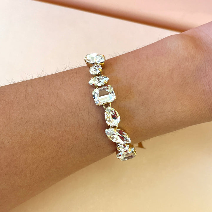 Swarovski crystals mix of shapes gold plated bracelet
