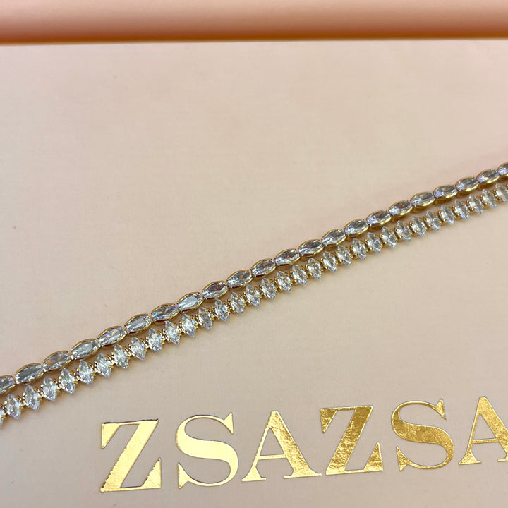 Swarovski crystals marquise and oval gold plated bracelet