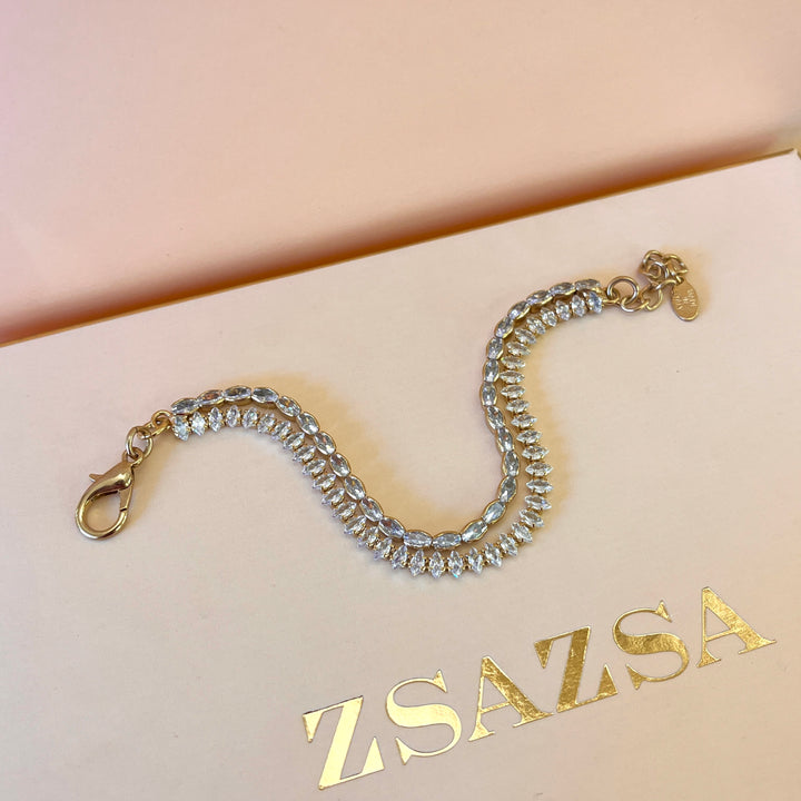 Swarovski crystals marquise and oval gold plated bracelet