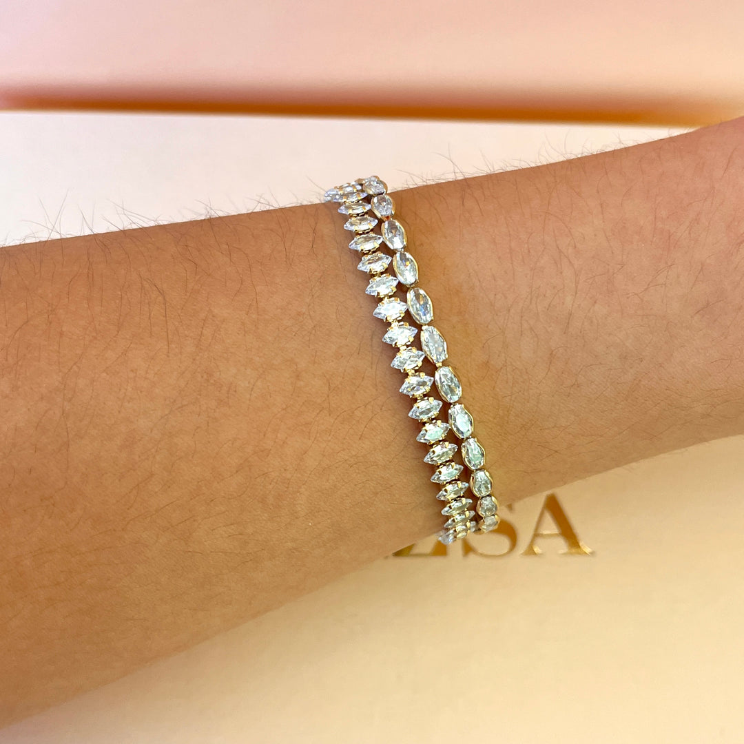 Swarovski crystals marquise and oval gold plated bracelet