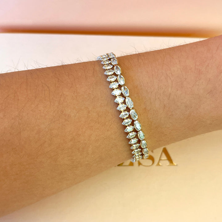 Swarovski crystals marquise and oval gold plated bracelet