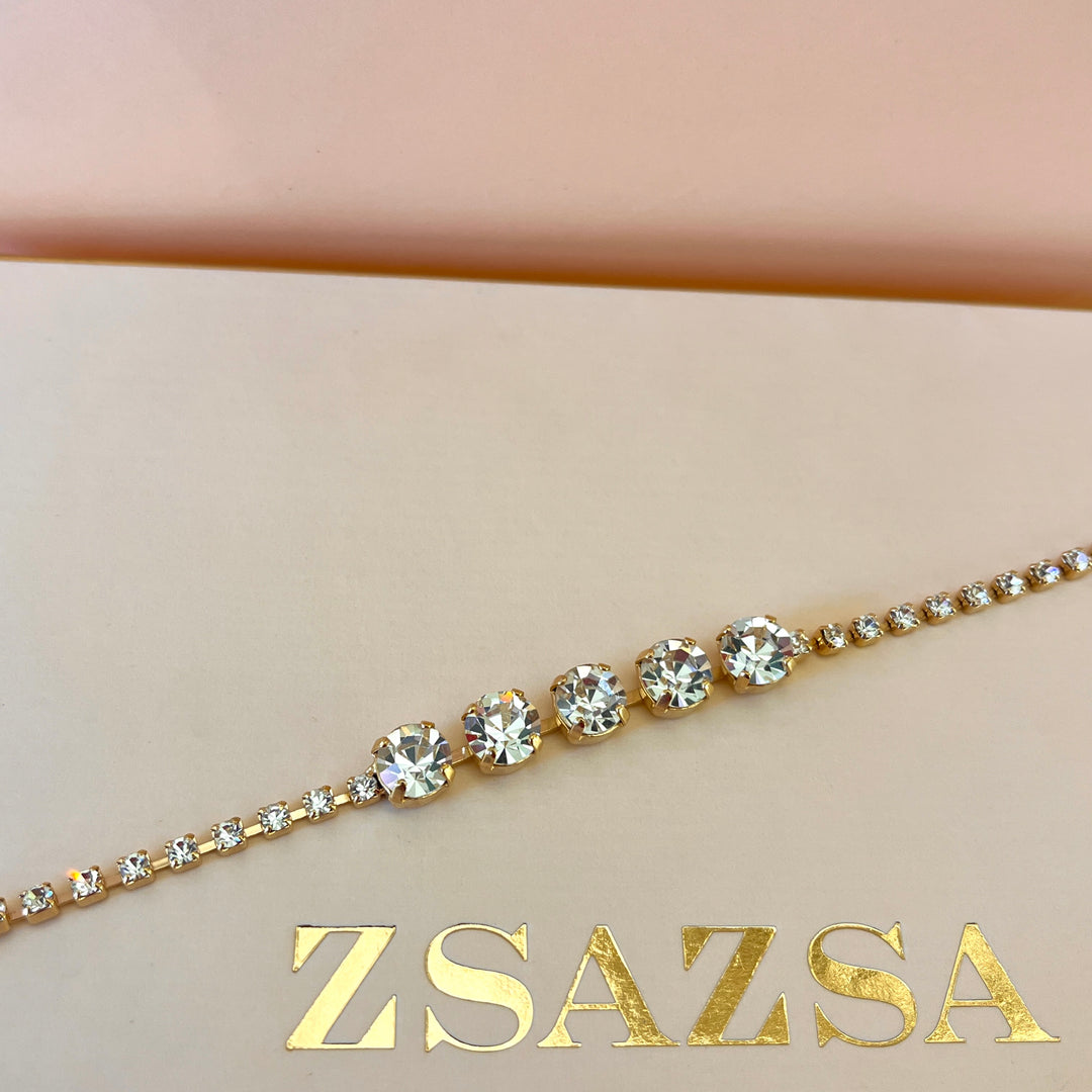 Preciosa crystals round gold plated bracelet