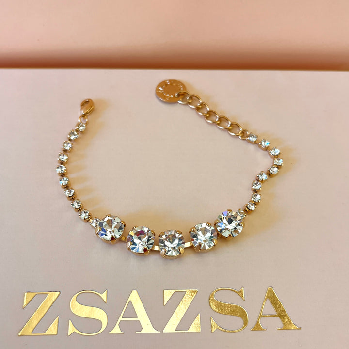 Preciosa crystals round gold plated bracelet
