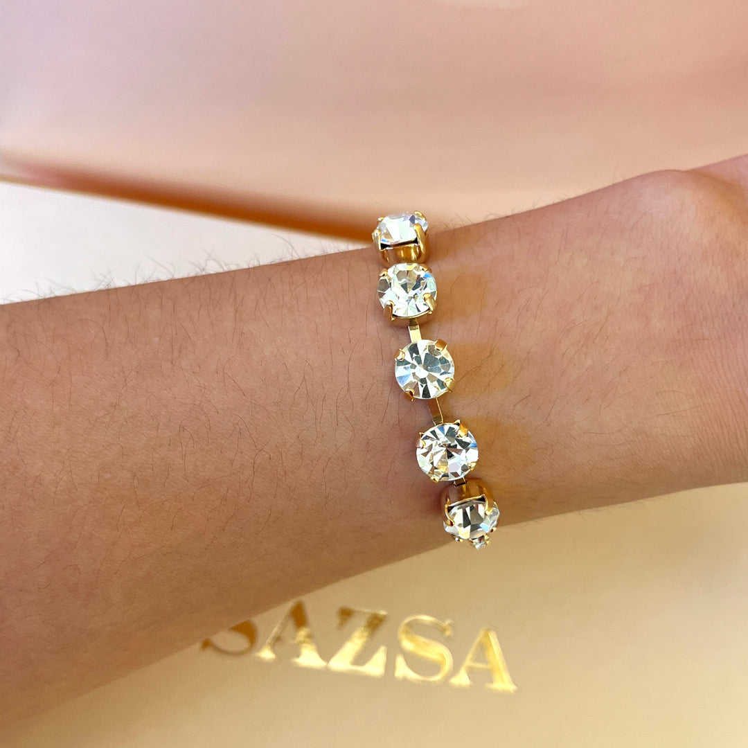 Preciosa crystals round gold plated bracelet