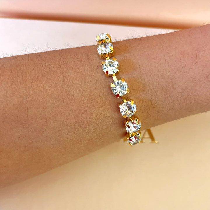 Preciosa crystals round gold plated bracelet