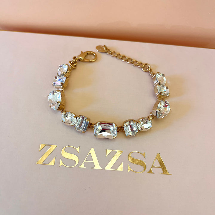 Swarovski crystals mix of shapes gold plated bracelet