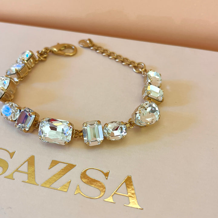 Swarovski crystals mix of shapes gold plated bracelet