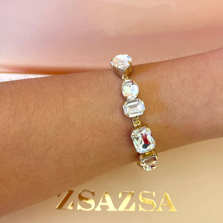 Swarovski crystals mix of shapes gold plated bracelet