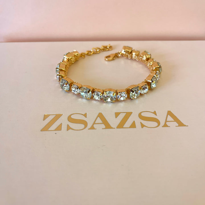 Preciosa crystals round gold plated bracelet
