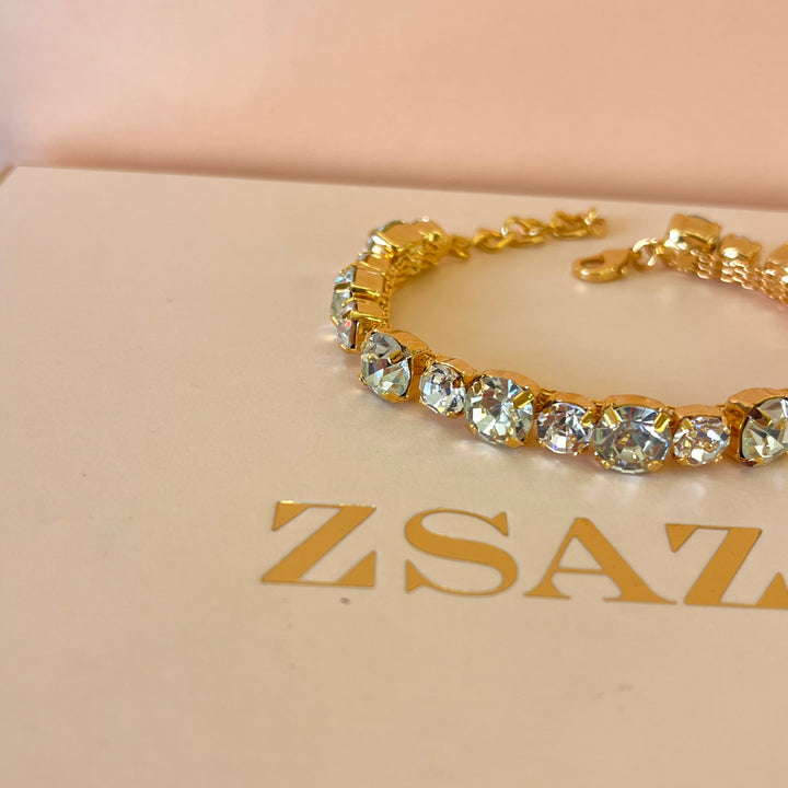 Preciosa crystals round gold plated bracelet