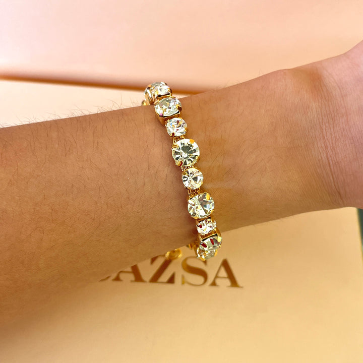 Preciosa crystals round gold plated bracelet